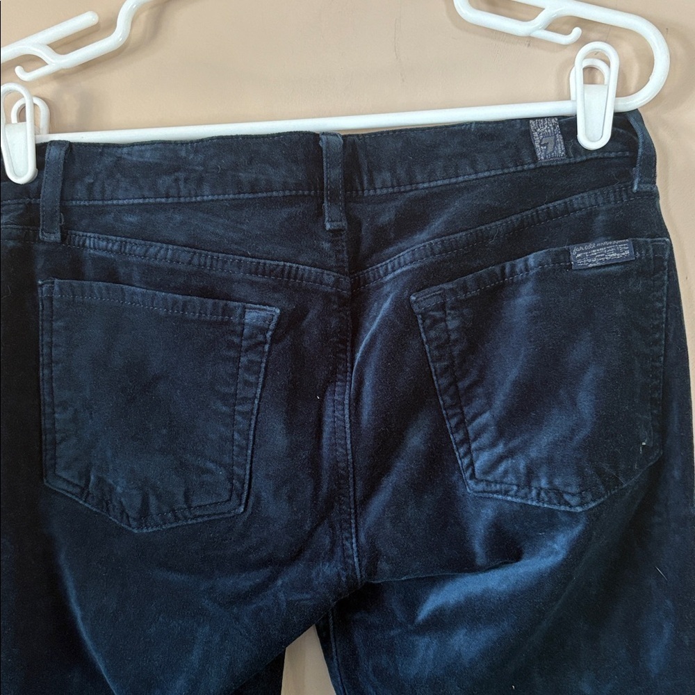 7FAM Deep Blue-Green Teal “The Skinny” Velvet Pants Size 28 - Picture 9 of 9
